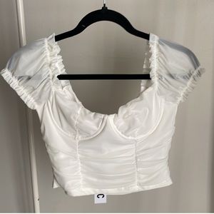 TICTOC White Mesh Corset Crop Top Size Large